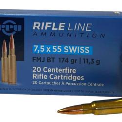 PARTIZAN cal.7,5x55 Swiss FMJ BT 174 grains - 11.3 grammes x 20