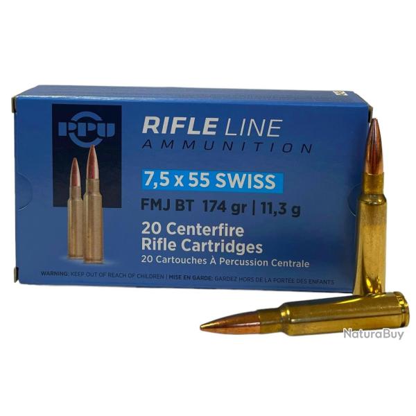 PARTIZAN cal.7,5x55 Swiss FMJ BT 174 grains - 11.3 grammes x 20