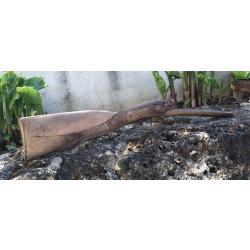 Belle crosse de fusil  &agrave; percussion avec t&ecirc;te de cerf et platines fonctionnelles