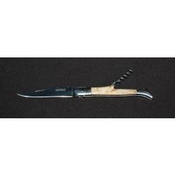 COUTEAU LAGUIOLE AVEC TIRE BOUCHON  , MANCHE BOIS