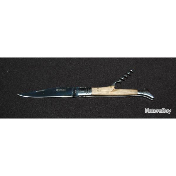 COUTEAU LAGUIOLE AVEC TIRE BOUCHON  , MANCHE BOIS