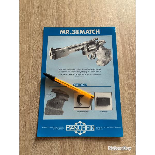 Feuillets/flyers  Manurhin MR 38 match cal 38 sp�cial 2eme version