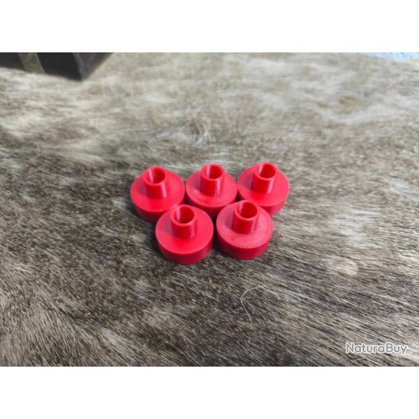 Lot de 5 Prot�ges bouches de canon rouge pour baguette 8mm du cal 45 au cal 75