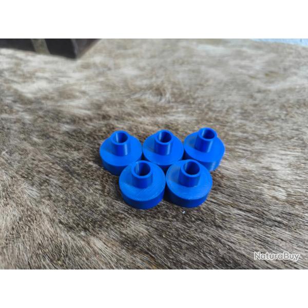 Lot de 5 Prot�ges bouches de canon bleu pour baguette 8mm du cal 45 au cal 75