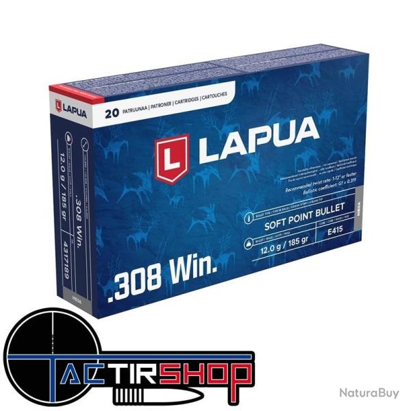 Munitions Lapua Mega 308 Win 185gr E415 boite de 20