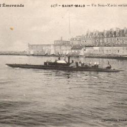 Carte Postale Ancienne - Sous-Marin &agrave; Saint-Malo -N&deg;7684