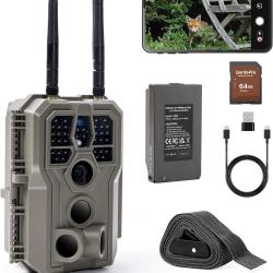 Cam&eacute;ra de Chasse E8 2.0 Pro 4K 64MP WiFi Double Antenne Vision Nocturne 30m IP66 + SD 64Go