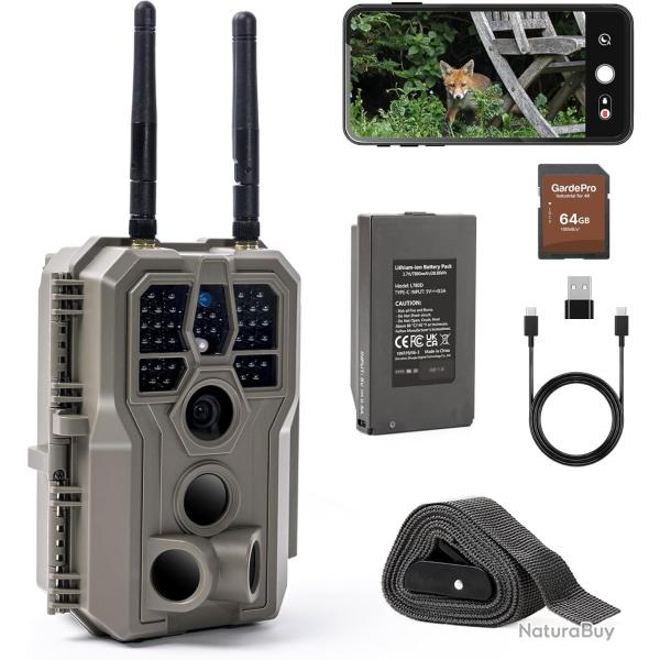 Cam�ra de Chasse E8 2.0 Pro 4K 64MP WiFi Double Antenne Vision Nocturne 30m IP66 + SD 64Go