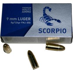 MUNITIONS STV SCORPIO 9MM LUGER 124 GRAINS FMJ BOITE DE 50