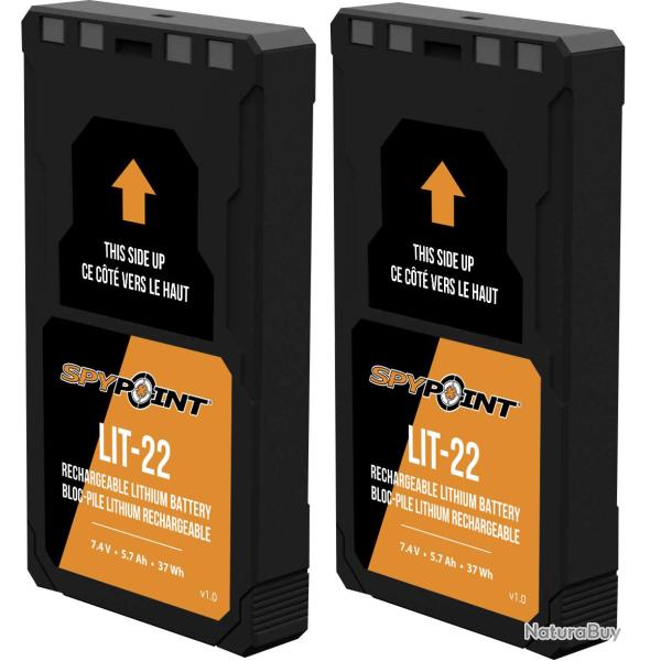 SPYPOINT LIT-22 Twin Pack - Batterie Lithium 5700 mAh pour Cam�ra de Chasse FLEX