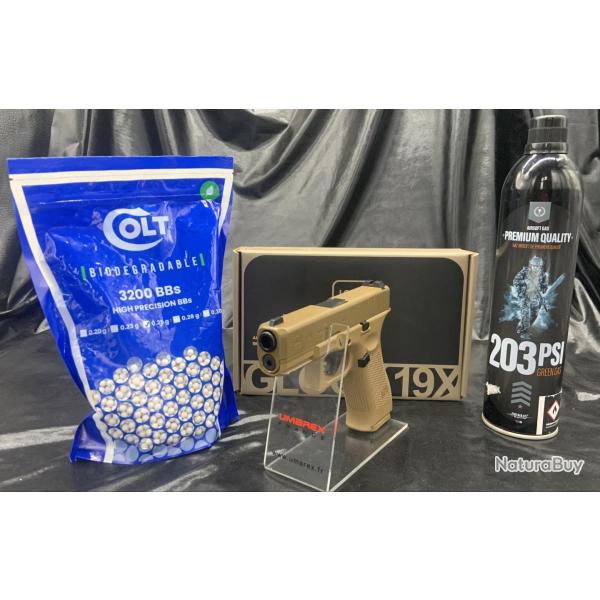 Pack pr�t a tirer Pistolet - Glock 19X- Calibre BBs 6mm - Airsoft
