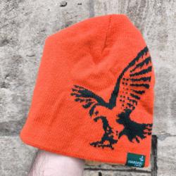 Bonnet laine m&eacute;rinos Swarovski optik orange et vert fonc&eacute;