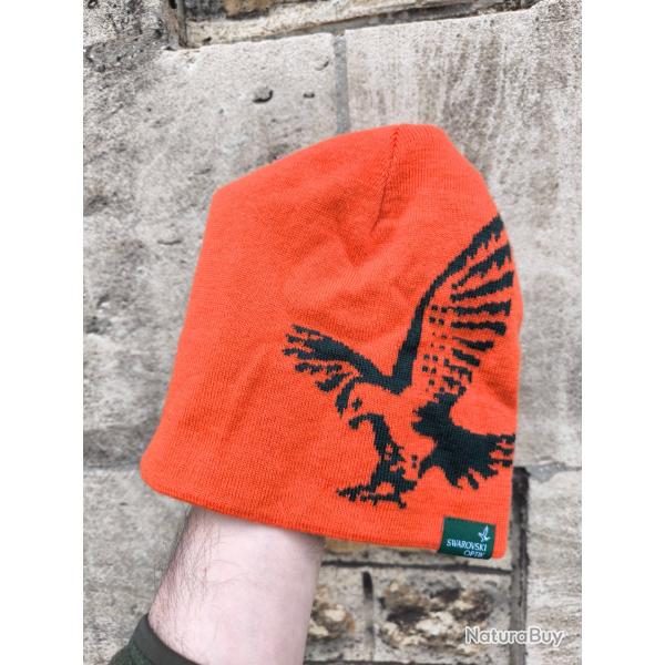 Bonnet laine m�rinos Swarovski optik orange et vert fonc�