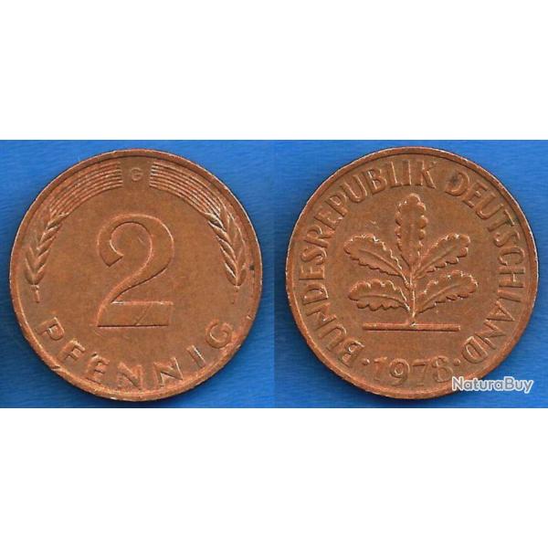 Allemagne 2 Pfennig 1978 Mint G RFA Piece Deutsche Mark