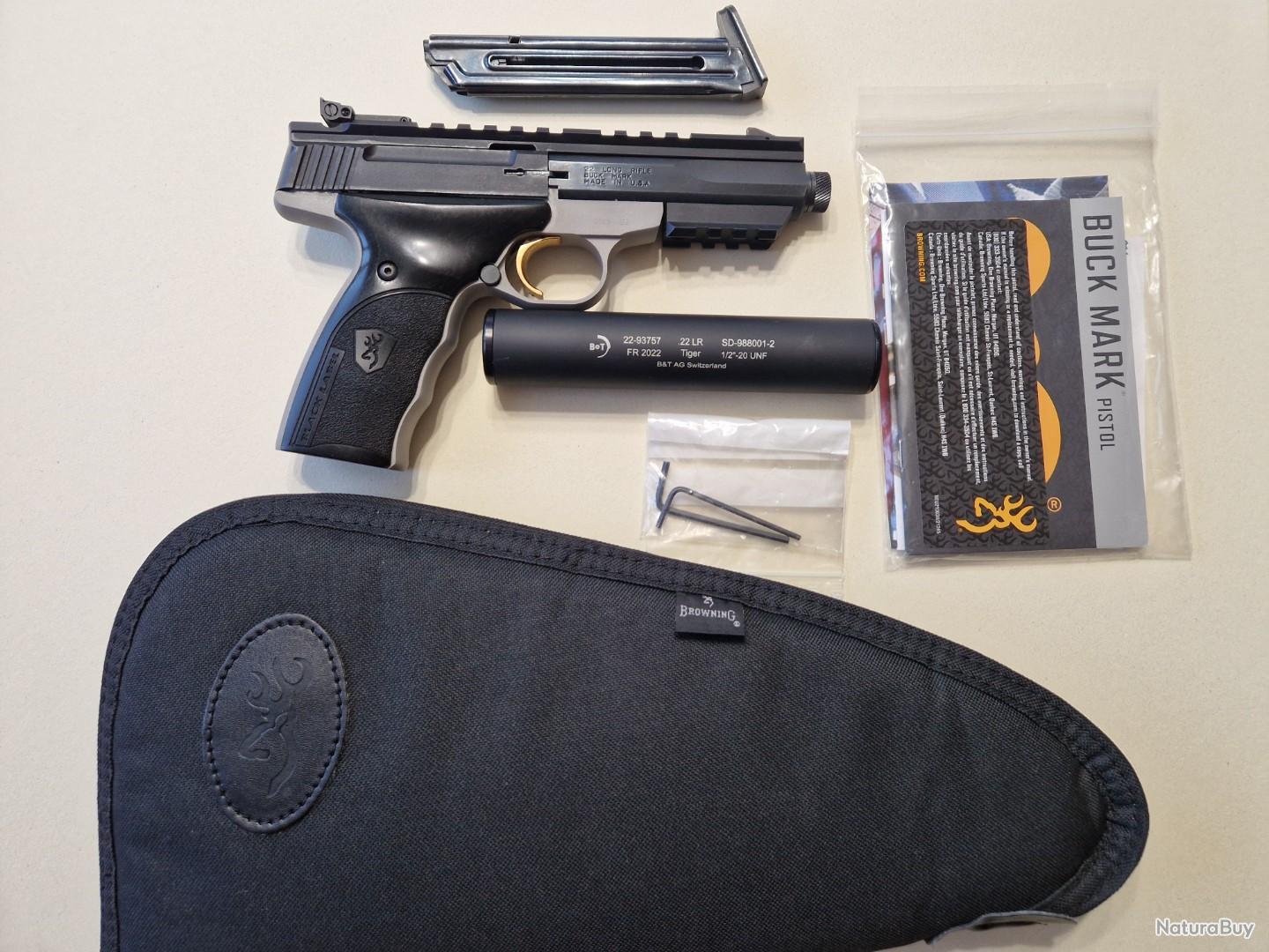 Browning Buck Mark Black Label fileté 22 Lr + Silencieux - Pistolets de ...