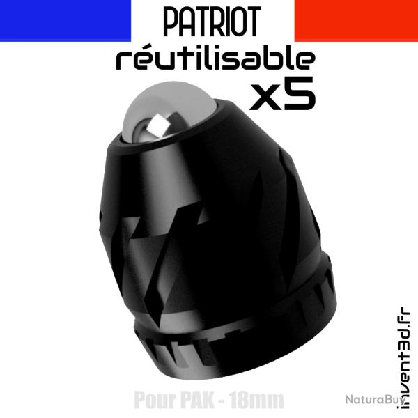 5 Patriot V2 18mm r�utilisable pour PAK - Bille 10mm - Noir