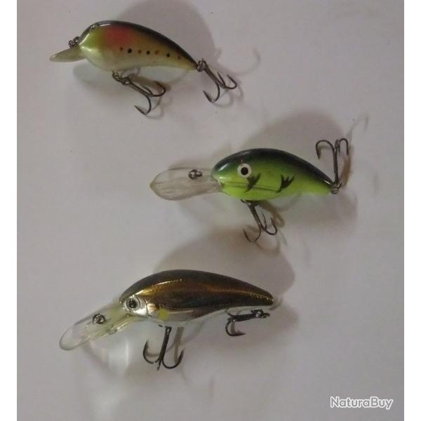 Lot de 3 poissons-nageurs bruiteurs de type Crankbaits