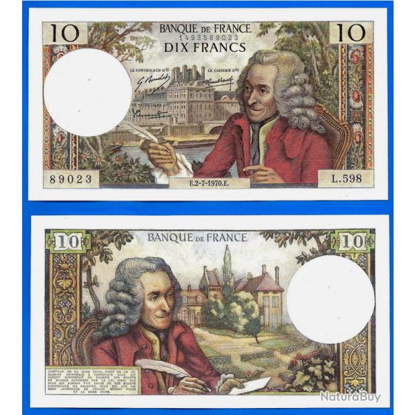 France 10 Francs 1970 2 Juillet Billet Voltaire Franc
