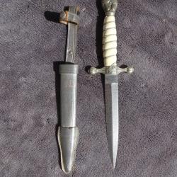 Couteau-dague, lame &agrave; motif Damas