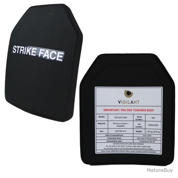 Plaque balistique NIJ4 Stand alone 25x30 cm (2.95 kg) Vigilant