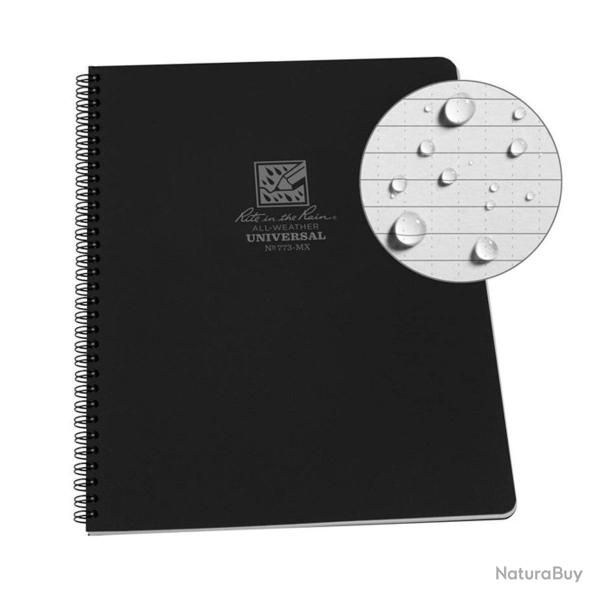 Grand carnet � spirale 21,5x27,9 noir Rite In The Rain