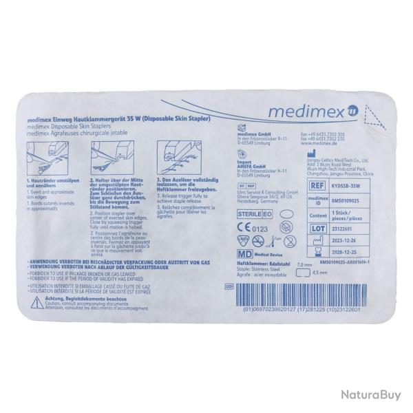 Bota Agrafeuse cutan�e jetable 35W, 35 agrafes ino