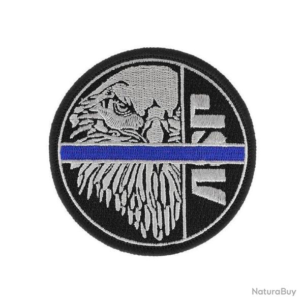 Patch ASP Blue Line aigle argent sur fond noir