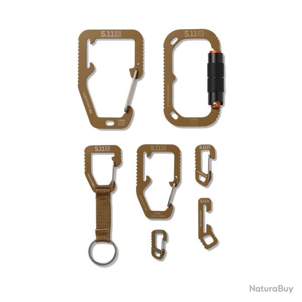 5.11 Hardpoint Gift Set - Kit 6 mousquetons acier coyote kangaroo
