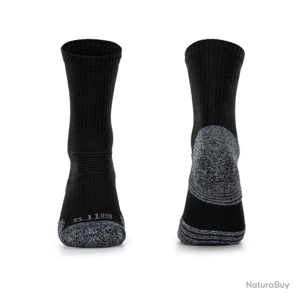 5.11 Tactical Chaussettes Duty Ready Ultra Crew Noir - Lot de 2 paires