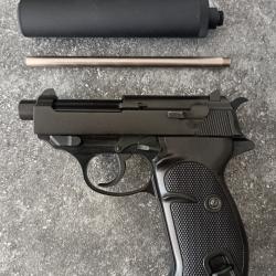 Rare P38K WE avec Silencieux Gaz 14 BBS