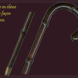 CANNE EN &Eacute;BENE TRAIT&Eacute;E FACON BAMBOU 90 CM