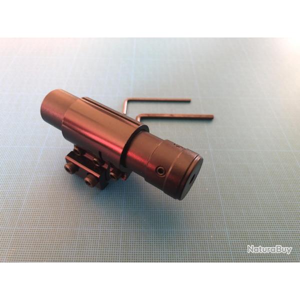 Viseur laser rouge avec collier en aluminium, compatible rail 11mm et rail picatinny 20 mm