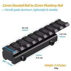 Adaptateur de rail tactique de 11mm &agrave; 21mm - Aluminium