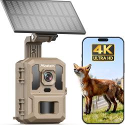Cam&eacute;ra de Chasse Solaire 4K 64MP WiFi D&eacute;tection 0.1s Vision Nocturne IP66 + SD 32Go