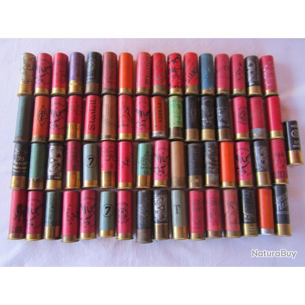 Lot de 65 cartouches de collection Cal 12 en carton