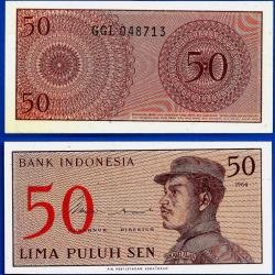 Indonesie 50 Sen 1964 Billet Femme Militaire