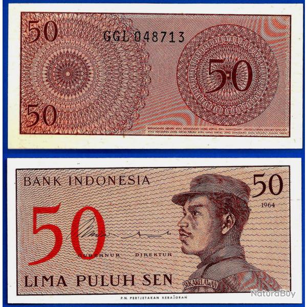 Indonesie 50 Sen 1964 Billet Femme Militaire