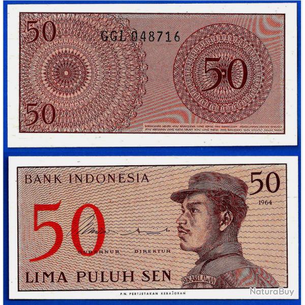 Indonesie 50 Sen 1964 Billet NEUF Femme Militaire