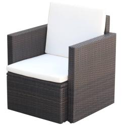 Chaise de jardin et coussins et oreillers R&eacute;sine tress&eacute;e Marron