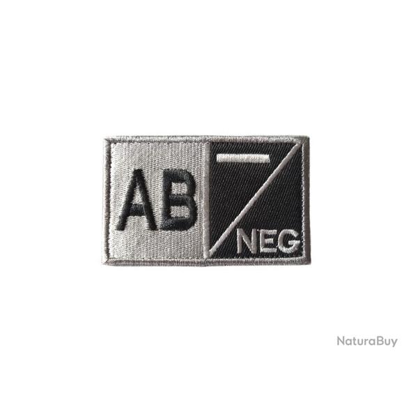Grand patch AB- Groupe sanguin AB- Gris/Noir velcro - Livraison gratuite