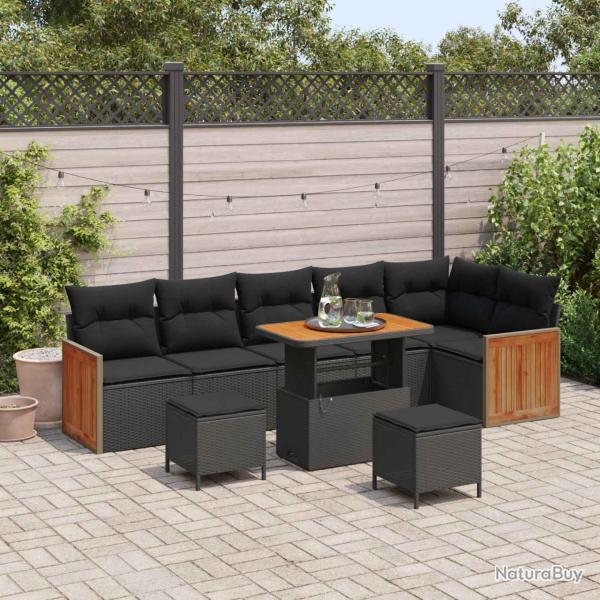 Salon de jardin 6 pcs avec coussins R�sine tress�e Blanc