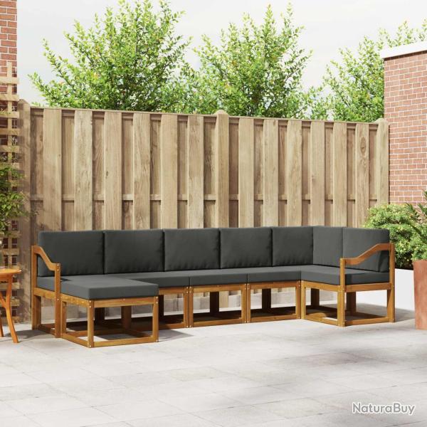 Salon de jardin 11 pcs avec coussins cr�me Bois de pin solide