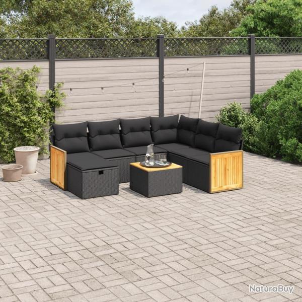 Salon de jardin avec coussins 7 pcs gris r�sine tress�e