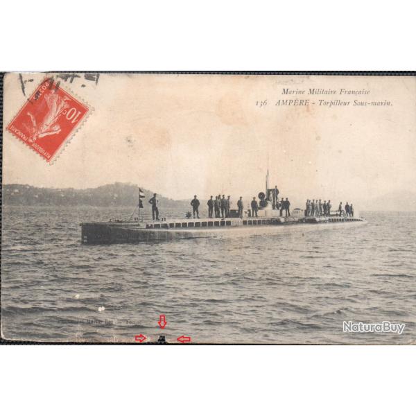 Carte postale sous-marin AMP�RE Marine Militaire Fran�aise N�7716