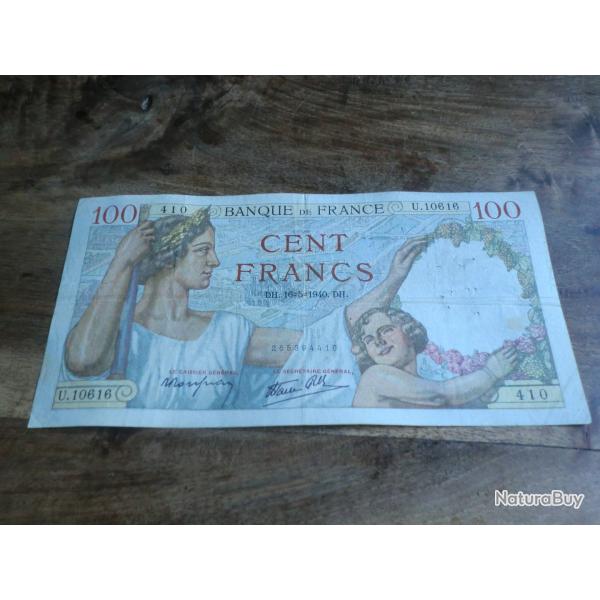 monnaie cent francs sully  DH .16.5.1940.DH