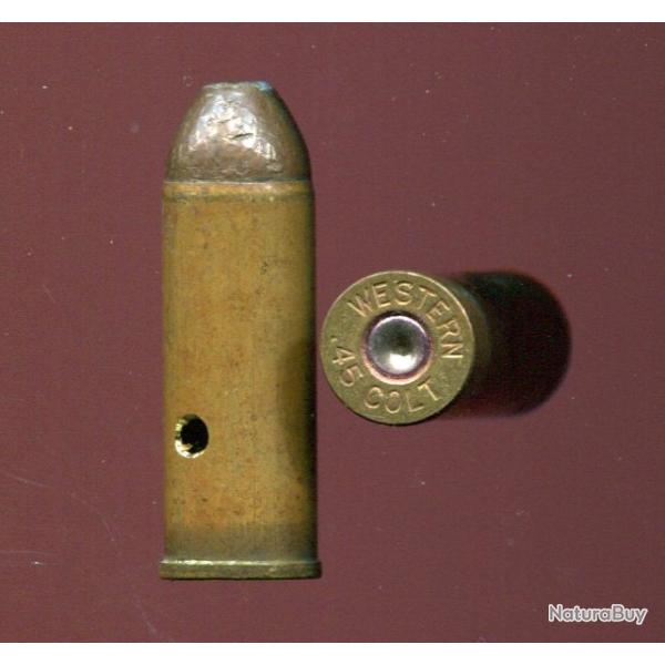 .45 Long Colt - production Winchester - marquage WESTERN 45  COLT - balle plomb cuivr�