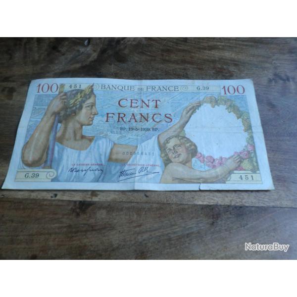 monnaie cent francs sully  BP .19.5.1939.BP