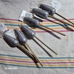 lot de 6 Plombs grappins simples avec 4 branches en laiton, 150 grs.autain