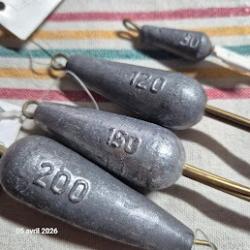 4lot de 5 Plombs grappins simples avec 4 branches en laiton, poids diff&eacute;rents