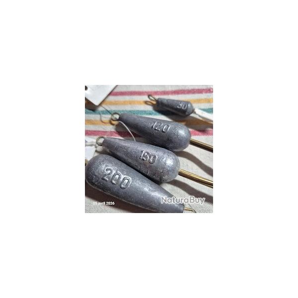 4lot de 5 Plombs grappins simples avec 4 branches en laiton, poids diff�rents